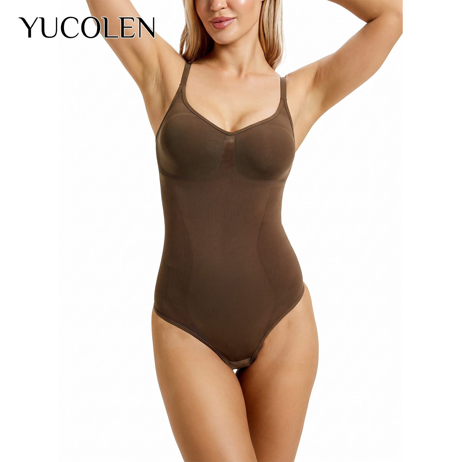 Shapewear Bodysuit Firm - YUCOLEN Women U‑Neck Thong Bodysuit Shapewear