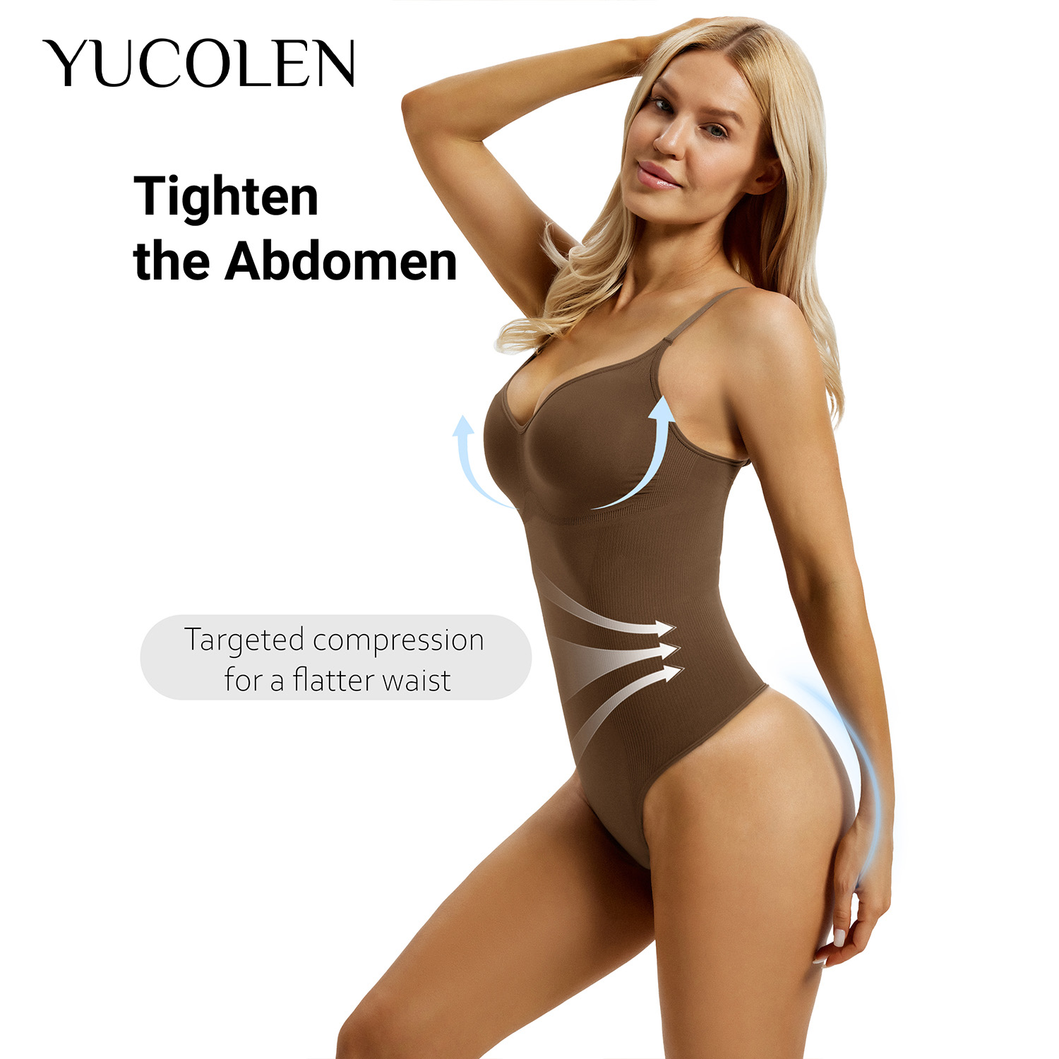 YUCOLEN Women U‑Neck Thong Bod - Shapewear Bodysuit Firm ulasan dan harga