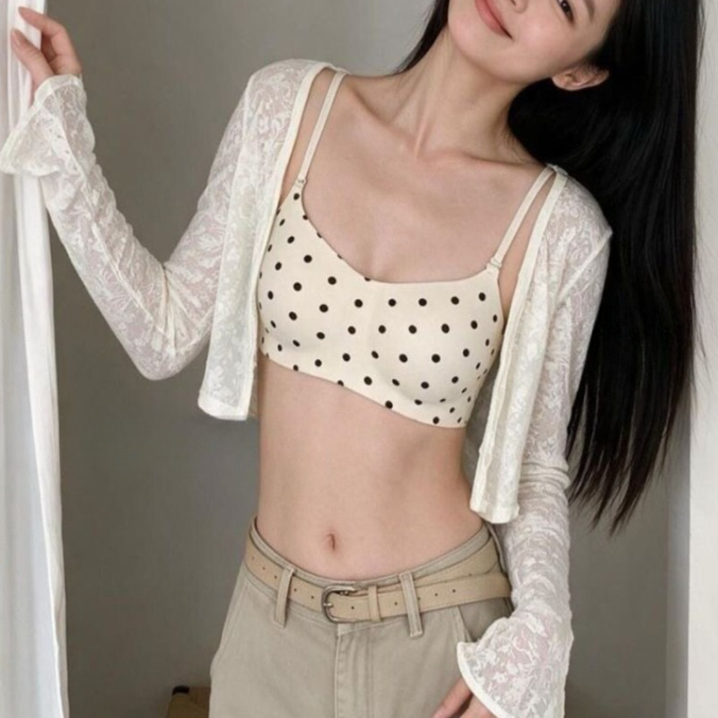 Women Polka Dot Wireless Seaml - Bralette Wireless Soft ulasan dan harga
